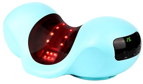 Nackenstrecker mit Wärmetherapie & Rotlichttherapie 660 nm & 850 nm, Verspannungen und Steifheit im Nacken lösen, mit 2 Polsterkissen, Nacken Traktionsgerät für Personen mit Nackenermüdung