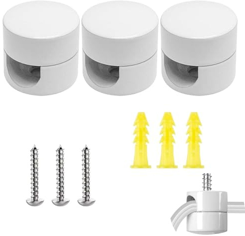 Ji liangli 3 Pezzi Perni da Parete e da Soffitto in Alluminio Bianco,Fermacavo a Due Parti con Montaggio a Superficie per Cavi Elettrici,Include Viti e Tasselli per Fissaggio,per Progetti Fai da Te