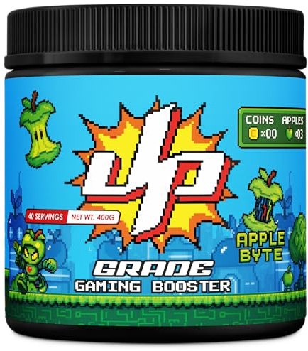UP-GRADE Gaming Booster – Polvere per Energy Drink per Focus ed Energia – 200 mg di Caffeina, L-Tirosina, Taurina, Vitamine e Magnesio – Bevanda Chiara e Rinfrescante – 40 Porzioni (400 g)