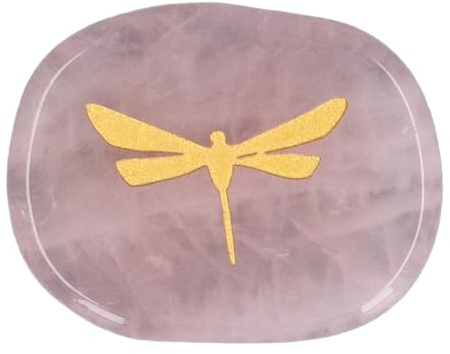 Kikumi Adulatore a Mano, Libellula Intagliata Color Oro, Superficie Liscia, Pietra Dell'equilibrio Rilassante e Calmante (Rosa)