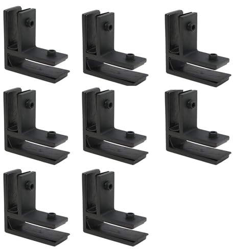 Schwarze Geländer-Glas-Glas-Klemme, Edelstahl 304, Geländer-Clip, passend für Balustraden mit Einer Dicke von 15–20 mm, 8 Stück, 90 Grad