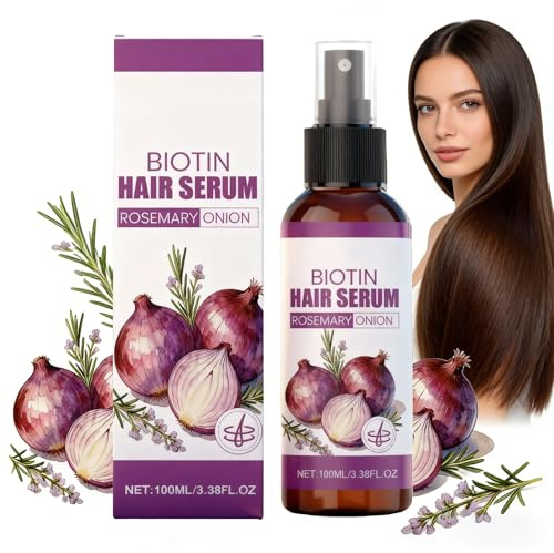 Rosemary Onion Hair Serum, Biotin Hair Styling Spray für Damen und Herren, Frizz Ease Serum für glattes Haar, Verdickender Look zur Reduzierung von Haarbruch, Nicht fettendes Rosemary Haaröl (1)
