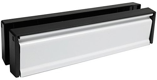 12 White Anti Vandal Metal Letter Box Plate | 20mm - 40mm Door Thickness