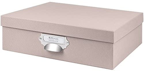 Rössler SOHO Aufbewahrungsbox mit Deckel A4 | Aufbewahrungsbox aus Papier | Bad Organizer | Organizer Küche | Organizer Schminke | Boxen Aufbewahrung | 34 x 26 x 10 cm | 1 Stück | Farbe: Rosa | Powder