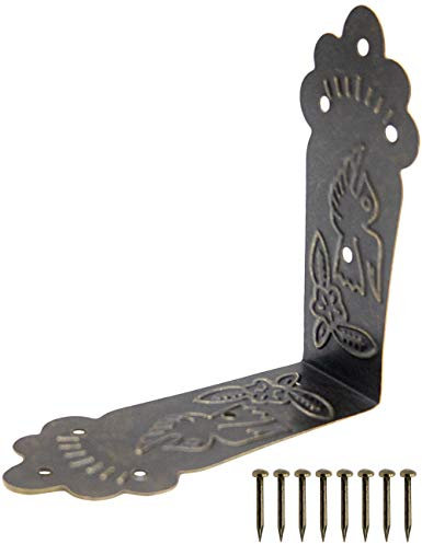 FUXXER 10x Winkel-Verbinder, Antik Vintage Messing Design für Möbel, 55 mm x 25 mm