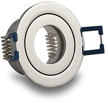 6x Einbaustrahler Rahmen Set Chrom rund IP-44 für Bad und Außen-Bereich - Einbaurahmen für GU11 MR11 Leuchtmittel 35mm - 40mm Bohrloch Badezimmer Einbau-Spot Strahler Einbauleuchte