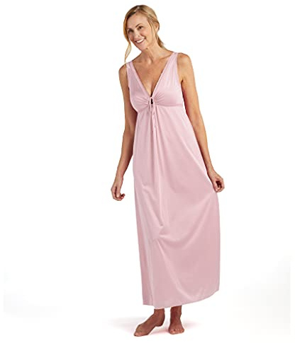 Miss Elaine Nachthemd Damen Seidig Tailliertes Langes Kleid Vintage Style mit tiefem V-Ausschnitt