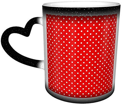 Tasse en céramique rouge avec rouge à pois blancs tasse à changement de couleur sensible à la chaleur dans le ciel tasses à café cadeaux personnalisés