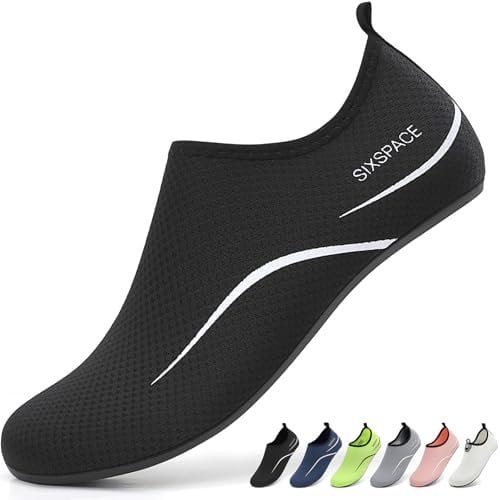 Sixspace Damen Herren Badeschuhe Wasserschuhe Schwimmschuhe Männer Frauen Strandschuhe Barfußschuhe für Strand,Pool,Meer,Wassersport,Tauchen,Surfen,Aqua Cycling(Schwarz 39 EU)