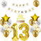 Luftballon 13. Geburtstag Deko für Jungen und Mädchen - Gold Weiß Dekoration mit Folienballon - Tortendeko 13th Happy Birthday für Frau und Junge