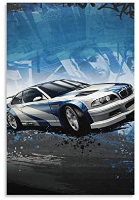 CETE Auto-Poster BMW E46 M3 GTR, Modernes Wandposter, 50 x 75 cm, Schlafzimmer