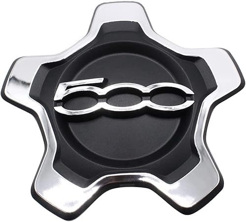 SHLPDFM Nabendeckel Felgendeckel Radkappe Radnabendeckel für F-i-a-t 500X 735626312 (Schwarz/Chrom)