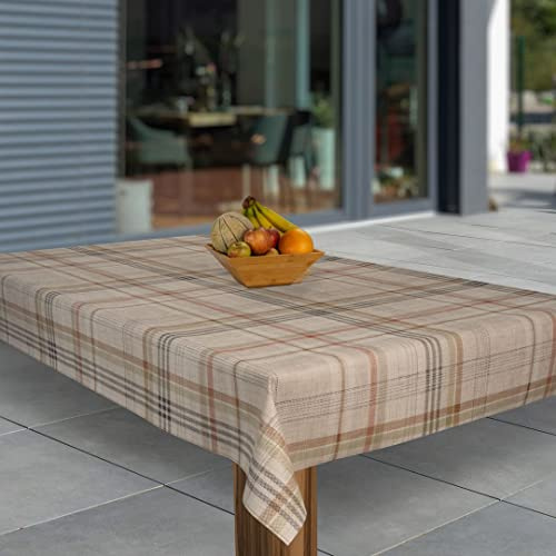 laro Wachstuch-Tischdecke Abwaschbar Wachstischdecke PVC Plastik-Tischdecken Eckig Meterware Abwischbar, Muster:Karo Beige, Größe:100x100