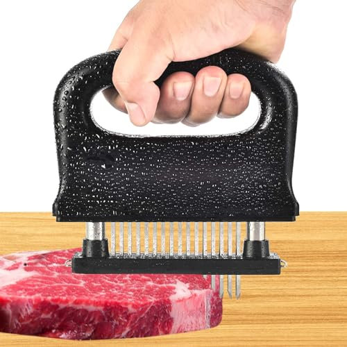 Attendrisseur de Viande Inox Professionnel, 48Lames Détachables Attendrisseur à Escalope avec Manche Antidérapant, Attendrisseur de Bœuf Très Résistan Outil de Cuisine pour Schnitzel Boeuf Poulet Porc