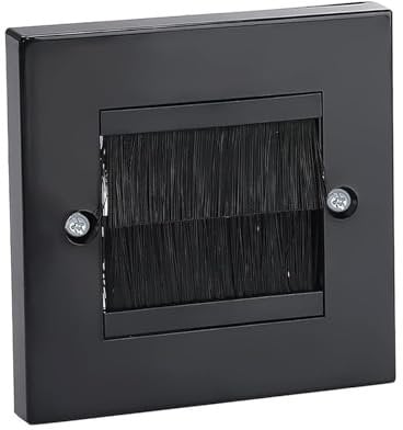 Misuyue Brush Wall Plate, 1 Pack Cable Entry Cover, Wall Cable Cover, Single Gang Brush Panel for Covering Outlets, Receptacles and Tidying Cords for Cables - Black