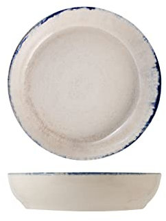 H&H, Artisanal, Set 12 Piatti Fondi, in Stoneware, Blu, cm 20
