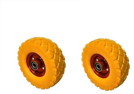 LEOFLA Coppia Di Ruote Gialle Antiforatura In Gomma Resistenti Per Carriole In Giardino