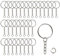 Hanyousheng 60 Pcs Anneaux Porte Clé, Kit Porte Clé, (30 Pièces Porte Clef+30 Pièces Anneaux de Saut Ouverts), Anneau Porte Clé Avec Chainette pour Porte Clés et Loisirs Créatifs, Bricolage Bijou