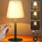 Led Table Chevet Chambre Lampe USB, 3 Intensité Gradation,Lampe De Table Moderne Avec Abat-Jour En Lin Et Base Noire Pour Le Salon Chambre Lecture Bureau Lampe