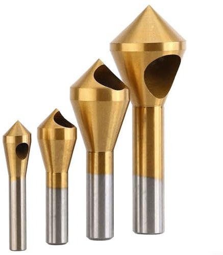 HOHOVYVY 4 Stücke Kegelsenker,Senkbohrer,Fase Bohrer Senker Werkzeug Set Präzision Anfasen Für Metall Holz