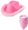 Generisch Cowgirl Kostüm Set,Rosa Cowgirl Hut mit Herz Partybrille, Rosa Bandana, Damen Cowboy Hut für Wilder Westen Kostü Karneval Cosplay Kostüm Hippie Deko Flower Power KostüM Damen