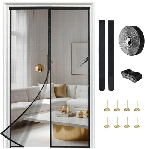 Moustiquaire magnétique pour porte de balcon, cave ou terrasse, installation facile, sans outils 110 x 210 cm