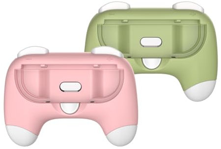 SHEAWA Handle Grips for Switch 2, ABS Durable Gaming Cartoon joystick for JoyCon controller (Pink+Green)