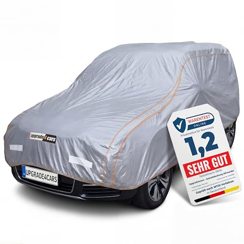 Upgrade4cars Autoabdeckung Vollgarage Version 2026 SUV M 455x190x150 cm | Auto Abdeckplane Komplett | Schutz vor Schmutz & Wetter | Extra Reflektoren an der Außenseite | Sommer & Winter