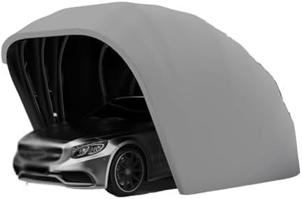 Carport grigio in acciaio inossidabile, tenda pieghevole retrattile per auto, riparo durevole semiautomatico, garage pieghevole mobile L5.5m * W 2.5m * H 2.3m