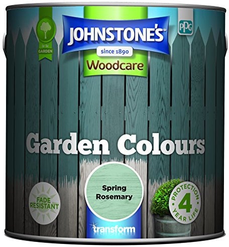 Johnstone’s - Garden Colours - Spring Rosemary - Exterior Wood Paint - Fade Resistant - Suitable for Garden Furniture Outdoors - Fence Paint - Dry in 2 hours - 12m2 Coverage per Litre - 2.5L