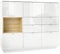 Vladon Highboard Sideboard Metro V2, Made in Germany, Korpus in Weiß Hochglanz/Fronten in Weiß Hochglanz mit Einsatz in Eiche Natur