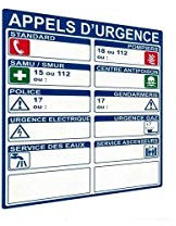 Panneau signalétique d'appels d'urgence