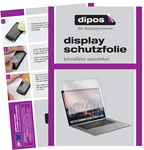 dipos 2x Schutzfolie klar für Apple MacBook Pro 13 Zoll (2019) Touchbar | Passt perfekt, Ultra-Dünn, kratzfest, blasenfrei, Case-Friendly, hüllenfreundlich, Fingerprint-kompatibel, selbstklebend