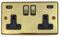 G&H CB3910 Standard Plate Polished Brass 2 Gang Double 13A Plug Socket 2.1A USB