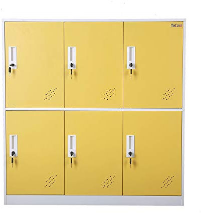 MECOLOR 4,6,9 Tür Metall Büroschrank Mitarbeiter verwenden kleine Schließfächer Schlafzimmer Würfel Schließfach, Wohnzimmer und Schule Locker, Home Locker Organizer Lagerung für Kinder(Yellow - 6D)