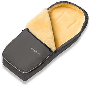 Hofbrucker Lammfell-Fußsack Alaska für Kinderwagen und Buggy, Babyfusssack mit Lammfell, Warmer Winterfußsack mit Mumienform, Babyfusssack geeignet 0-3 Jahre