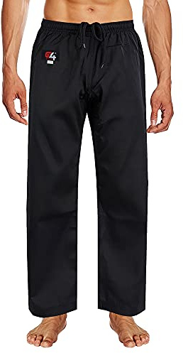 G4 VISION Adult Karate Trousers Martial Arts Student Karate Suit GI Aikido Pant Kung Fu (Black, 2/150cm)