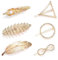 Huture Retro Haarspangen Metall Haarklammern rutschfeste Haarspangen Goldene Haar Pin Spangen Damen Bezaubernder Haarschmuck Blatt Feder Kreis Dreieck Infinity Moon Haarstyling für Anlässe Jeder Art