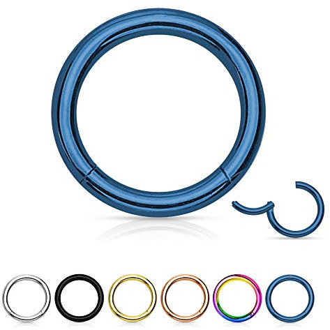 Treuheld® | Segmentring-Clicker aus Chirurgenstahl | Blau | Größe: 1.2mm x 6mm