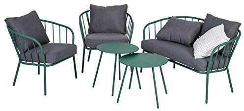 Greemotion Lounge-Set Nizza, 5-teilig, Gartenmöbel-Set aus Stahl in Grün Mittel