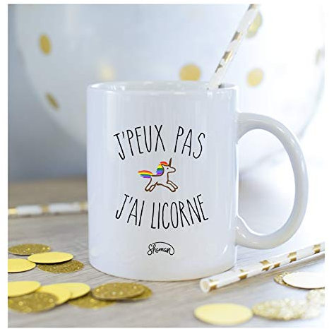 SHAMAN Mug J'peux Pas J'Ai Licorne - Mug céramique imprimé en France de la Marque