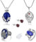 YouU Vampire Diar.s Cosplay Modeschmuck Zubehör Katherine Elena Gilbert Halskette Ohrringe Damon Stefan Finger Familienwappen Ringe Sapphire Crystal Daylight Ring mit Aufbewahrungsbox（5 Stück）