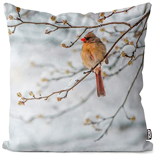 VOID Kardinal Winter Vogel Natur Kissenbezug Kissenhülle Sofakissen Kissen Deko Weihnachten Winter Weihnachtsdeko, Kissen Größe:40 x 40 cm