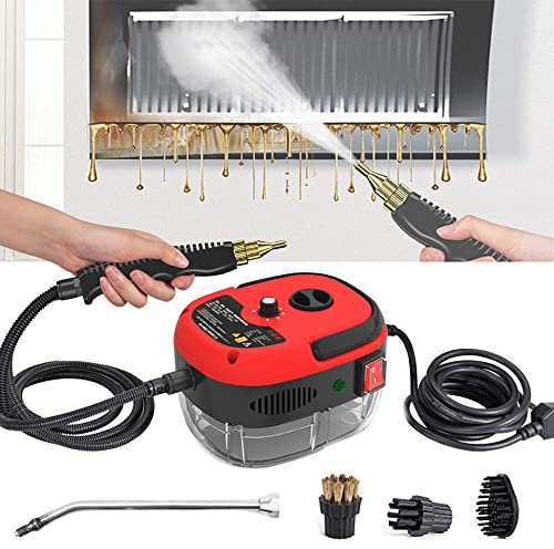 High Temperature High Pressure Steam Cleaner, 2500W Handheld Multipurpose Mobile Steam Cleaning Machine for Home Appliance Air Conditioning Kitchen Hood Car Cleaner With Water Tank,Red