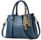 NICOLE & DORIS Damen Handtasche Leder Henkeltasche Tasche Retro Krokodilmuster Designer Schultertasche Frauen Umhängetasche Arbeitstasche Shopper Tote Bag mit Seidentuch Navy Blau