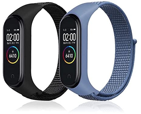 Niboow Nylon Armband für Xiaomi Mi Band 6 5 4 3, Amazfit Band 5 | Männer Frauen Solo Loop Einstellbar Klettverschluss Atmungsaktiv Weich Ersatzband für Xiaomi Mi Band 6 5 4 3, Amazfit Band 5