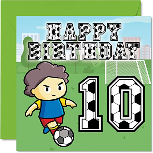 Stuff4 Geburtstagskarte zum 10. Geburtstag Junge, Fußball-Fan | Karte für 10 Jahre alter Jungen Jungen Geburtstagskarten für Ihn 145 mm Grußkarte für Sohn Bruder Enkel Neffe Cousin zehnter
