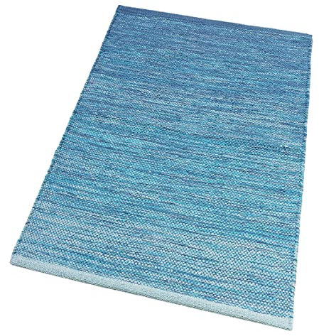 emmevi Tappeto Cucina Bagno Puro Cotone Asciugapassi Ingresso Assorbente Lavabile Mod.ZENZERO 55X280 BLU