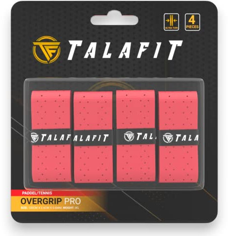 TALAFIT Pack 4 Overgrip Padel - Grip Padel - Padel Griffband Padel - Bohrungen - Overgrip Tennis - Grip Tennis (Rot)