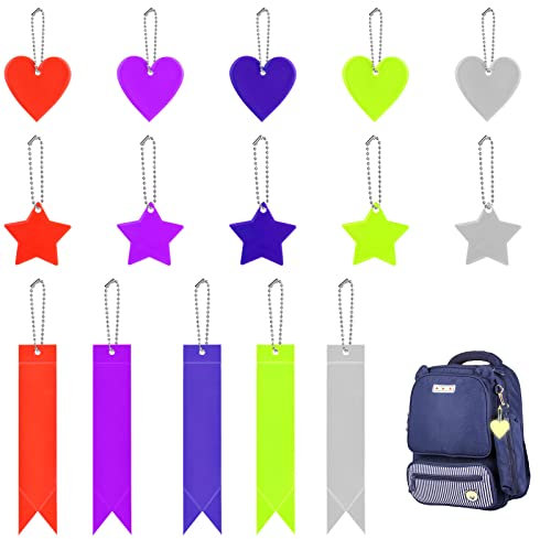 OSDUE 15PCS Sicherheits Reflektor Anhänger, Kinder Reflektor Anhänger, Reflektierend Anhänger,für Schultasche Kleidung Rucksack Radfahren Gehen Laufen